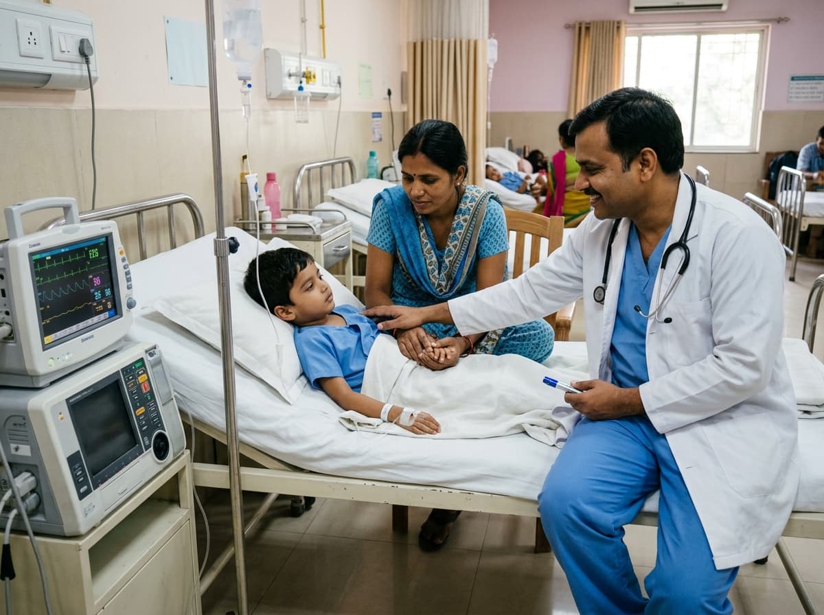 Doctor Examining Aarav in Pediatric ICU