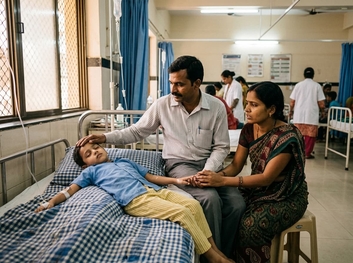 Parents Beside Aarav in Hospital Ward