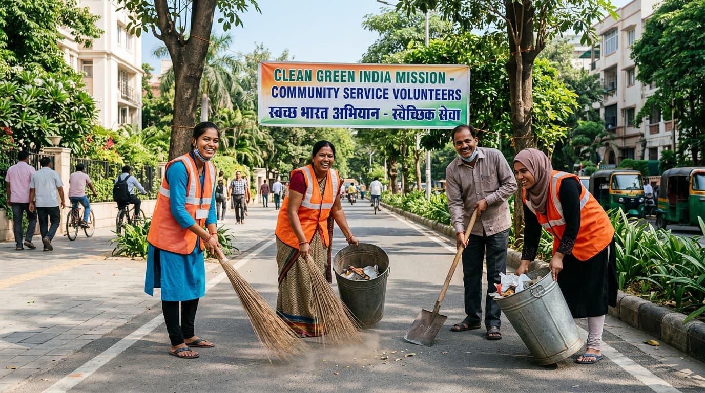 Volunteers cleaning streets